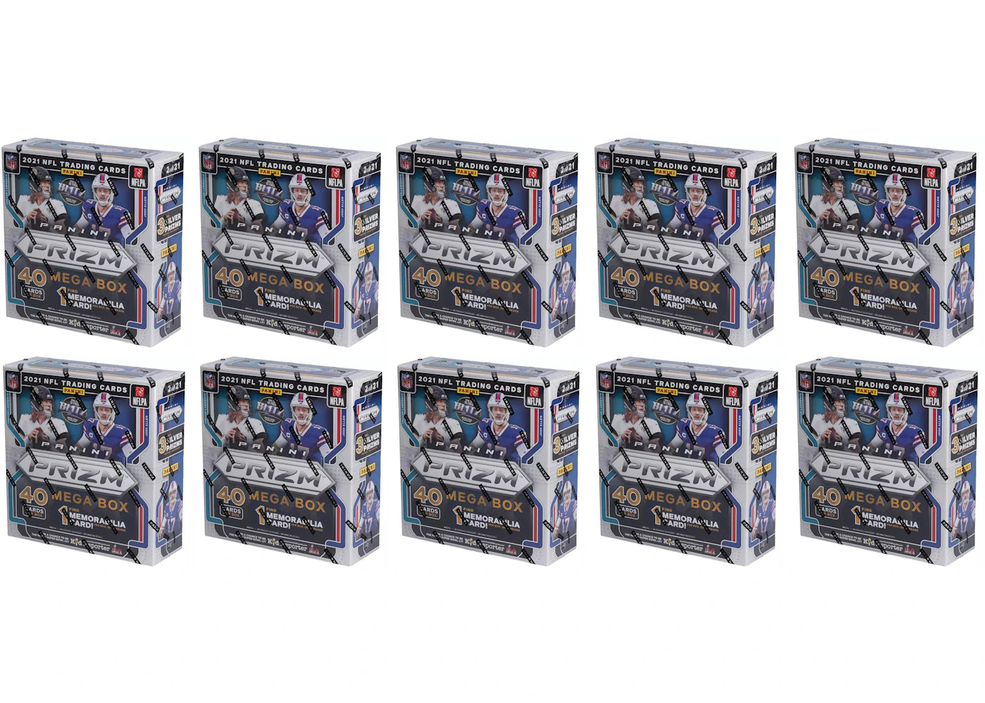 2021 Panini Prizm Football Mega Box (Green Pulsars) 10x Lot