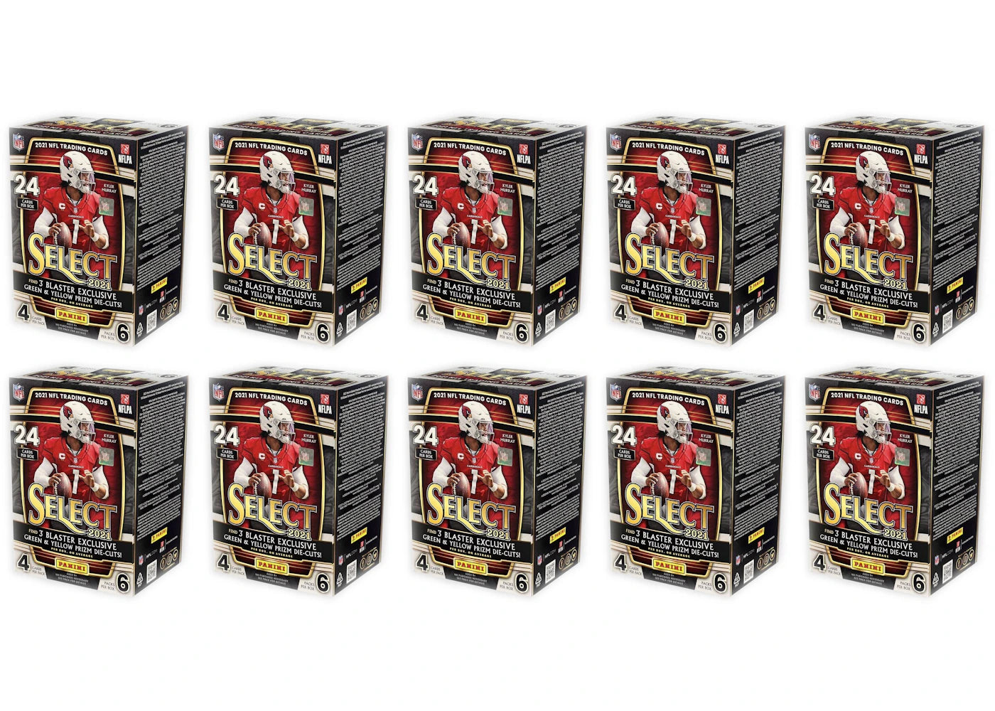 2021 Panini Select Football Blaster Box (Green & Yellow Prizm Die-Cuts) 10x Lot