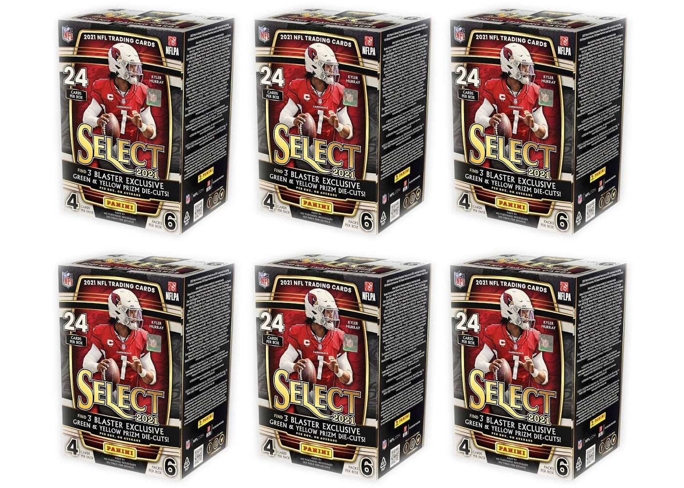 2021 Panini Select Football Blaster Box (Green & Yellow Prizm Die-Cuts) 6x Lot