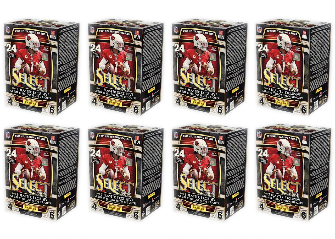 2021 Panini Select Football Blaster Box (Green & Yellow Prizm Die-Cuts) 8x Lot