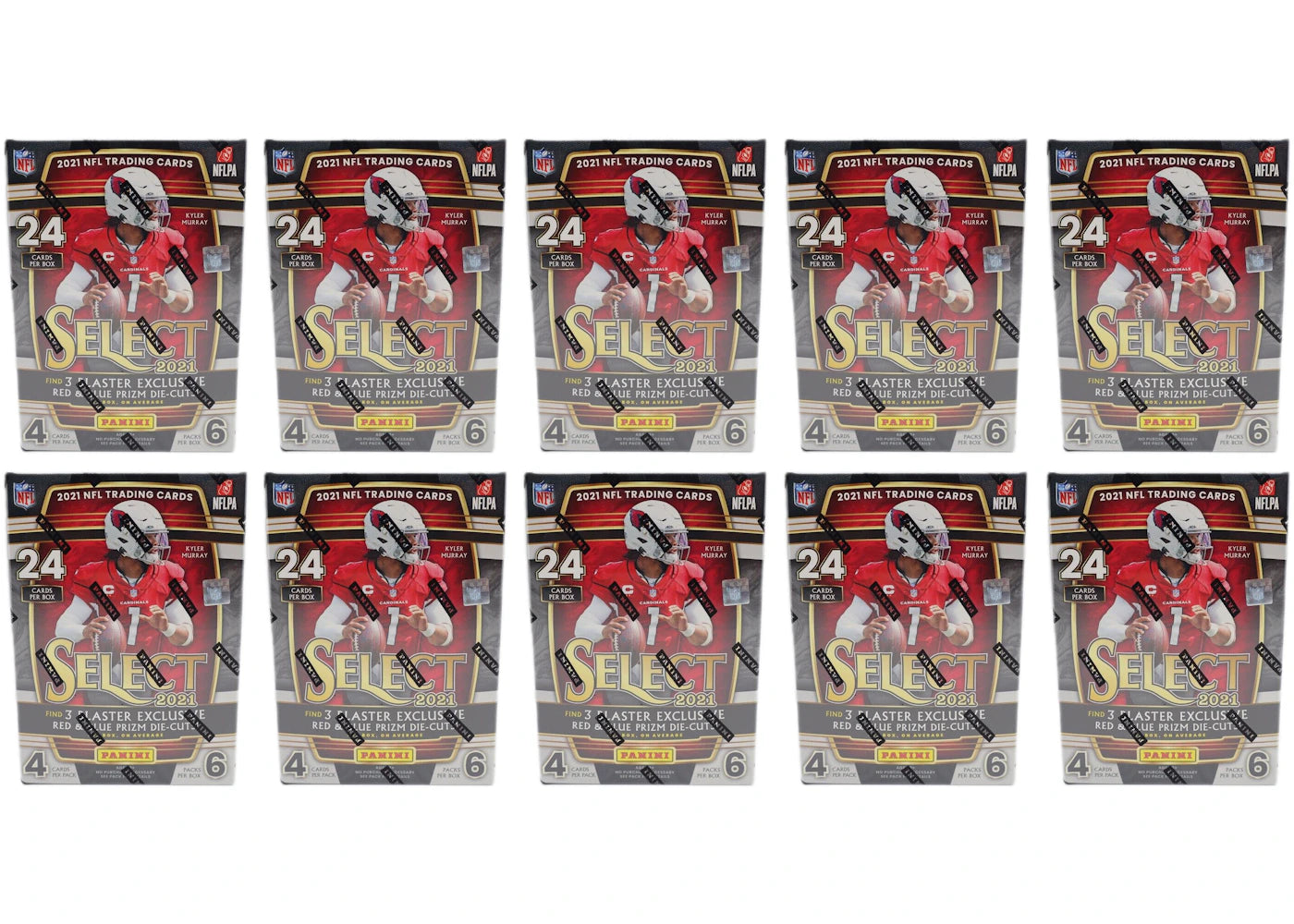 2021 Panini Select Football Blaster Box (Red & Blue Prizm Die-Cuts) 10x Lot