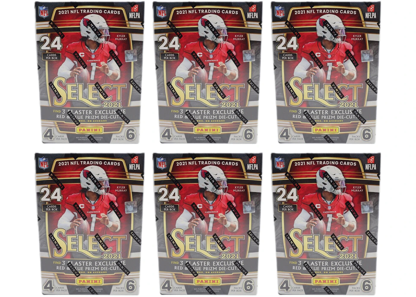 2021 Panini Select Football Blaster Box (Red & Blue Prizm Die-Cuts) 6x Lot