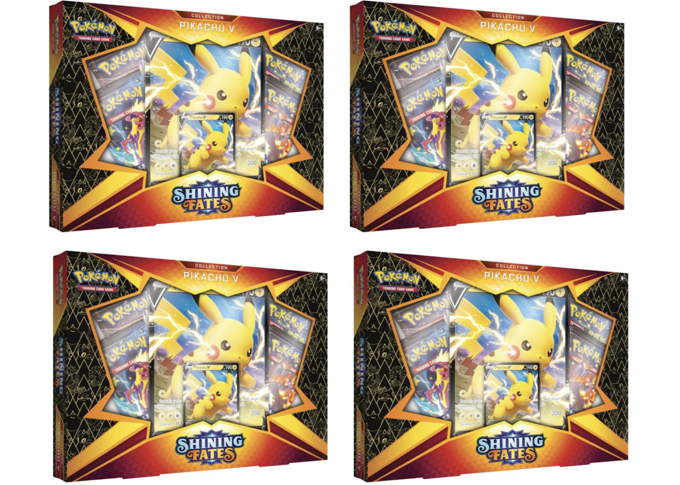Pokémon TCG Shining Fates Pikachu V Collection Box 4x Lot