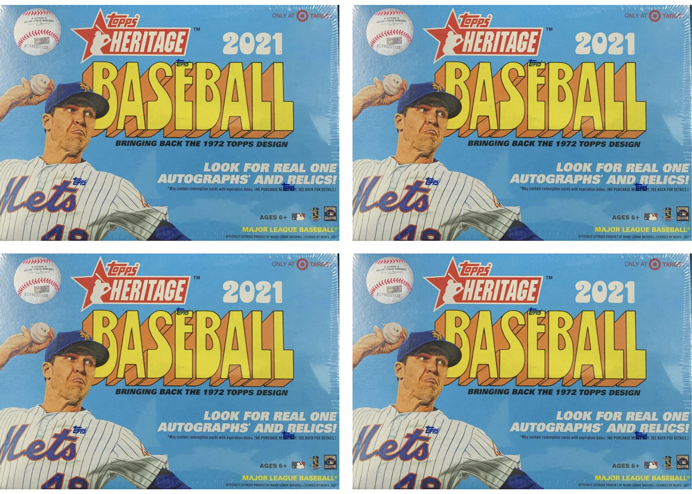 2021 Topps Heritage Baseball Target Mega Box 4x Lot (17 Packs)
