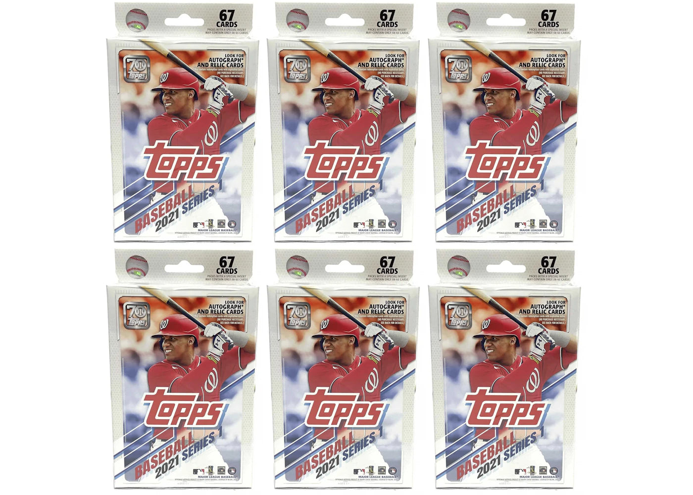 2021 Topps Series 1 Baseball Hanger Box (Autograph and Relic Cards) 6x Lot