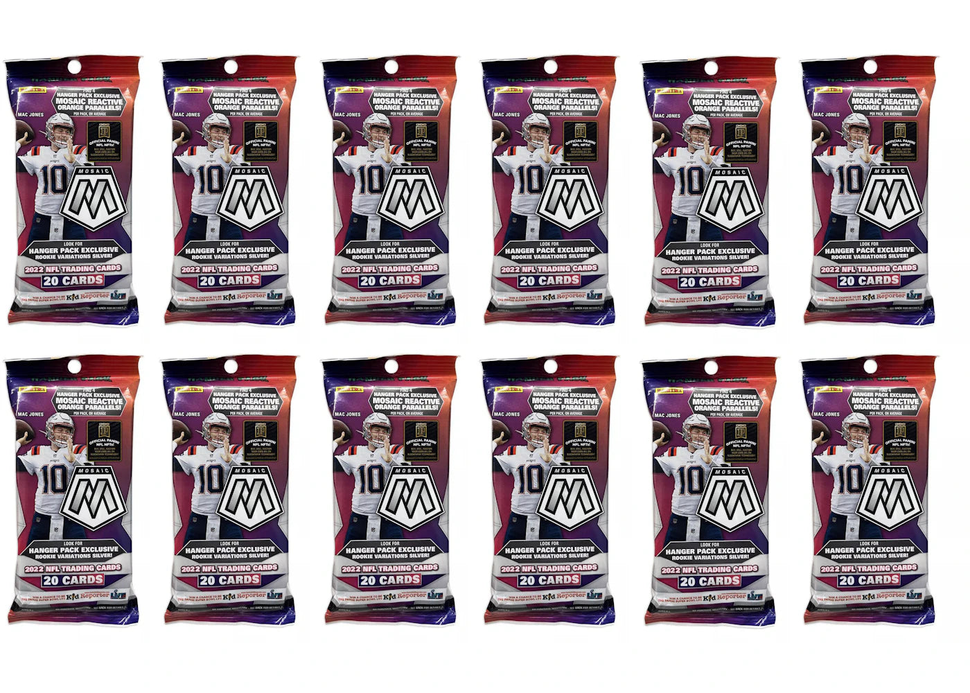 2022 Panini Mosaic Football Hanger Pack (Orange Parallels) 12x Lot