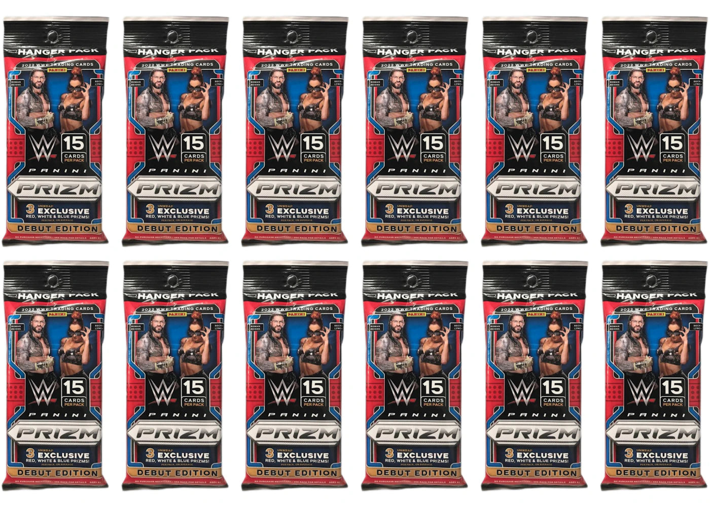2022 Panini Prizm WWE Wrestling Cello Hanger Pack 12x Lot