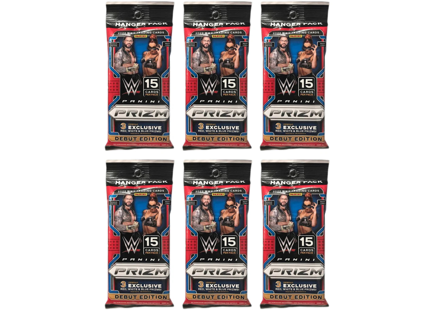 2022 Panini Prizm WWE Wrestling Cello Hanger Pack 6x Lot