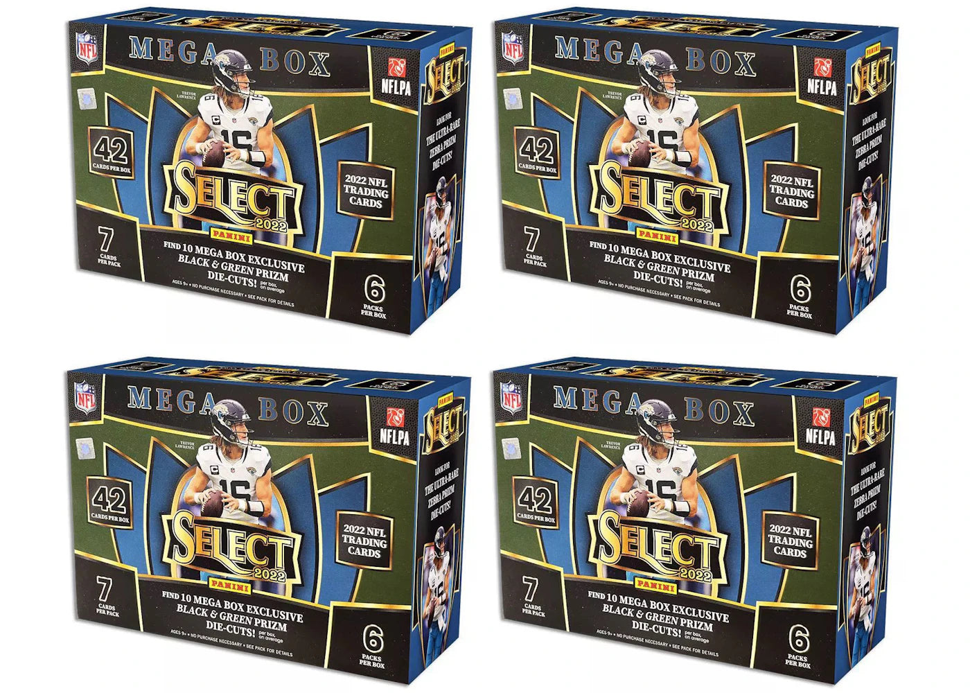 2022 Panini Select Football Mega Box (Black & Green Prizms) 4x Lot