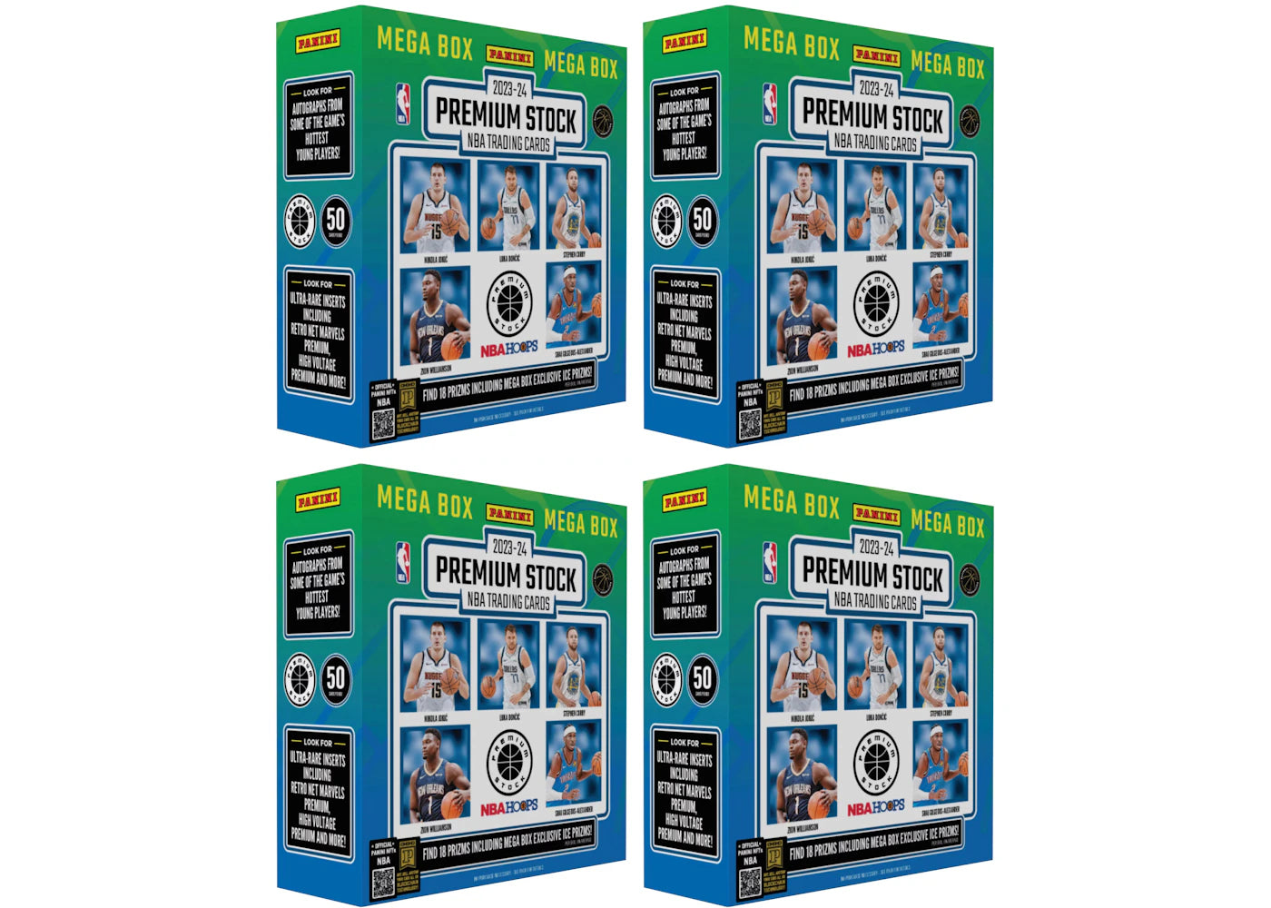 2023-24 Panini Premium Stock Basketball Mega Box (Ice Prizms) 4x Lot