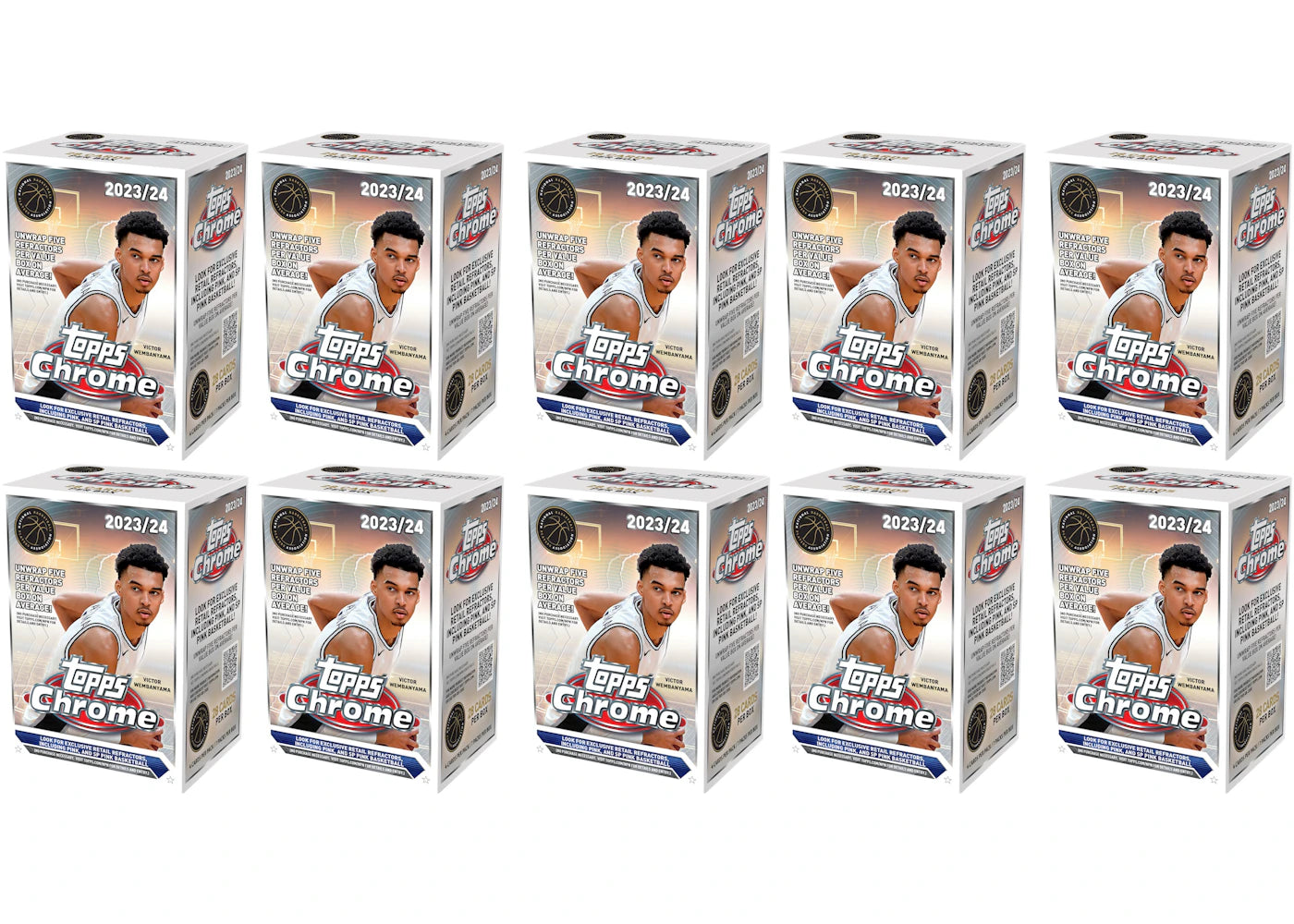 2023-24 Topps Chrome Basketball Value Box (10x Lot)