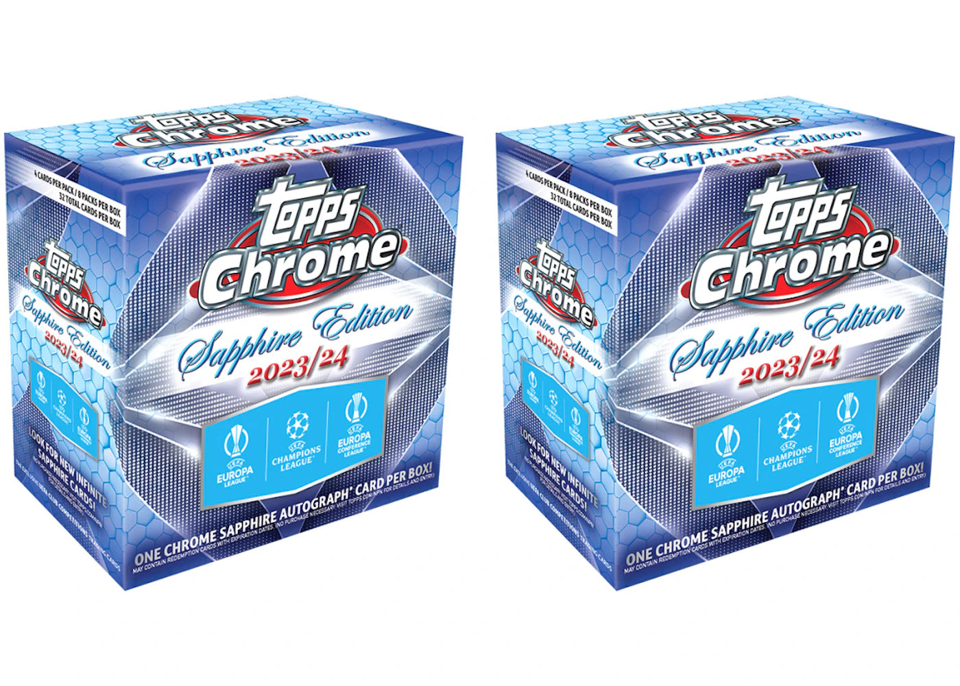 2023-24 Topps Chrome UEFA Club Competitions Sapphire Edition Hobby Box (2x Lot)