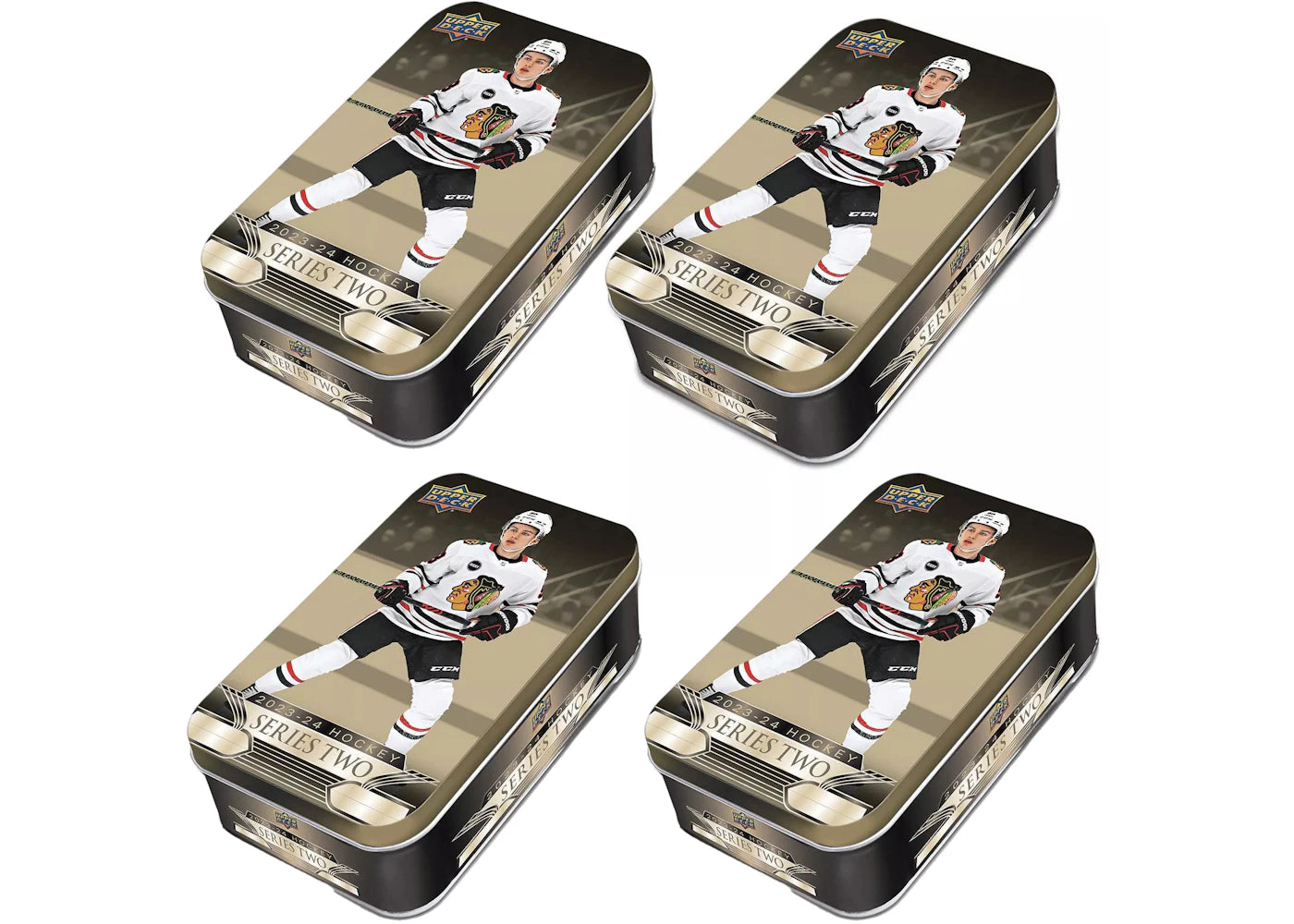 2023-24 Upper Deck Series 2 Hockey Tin 4x Lot