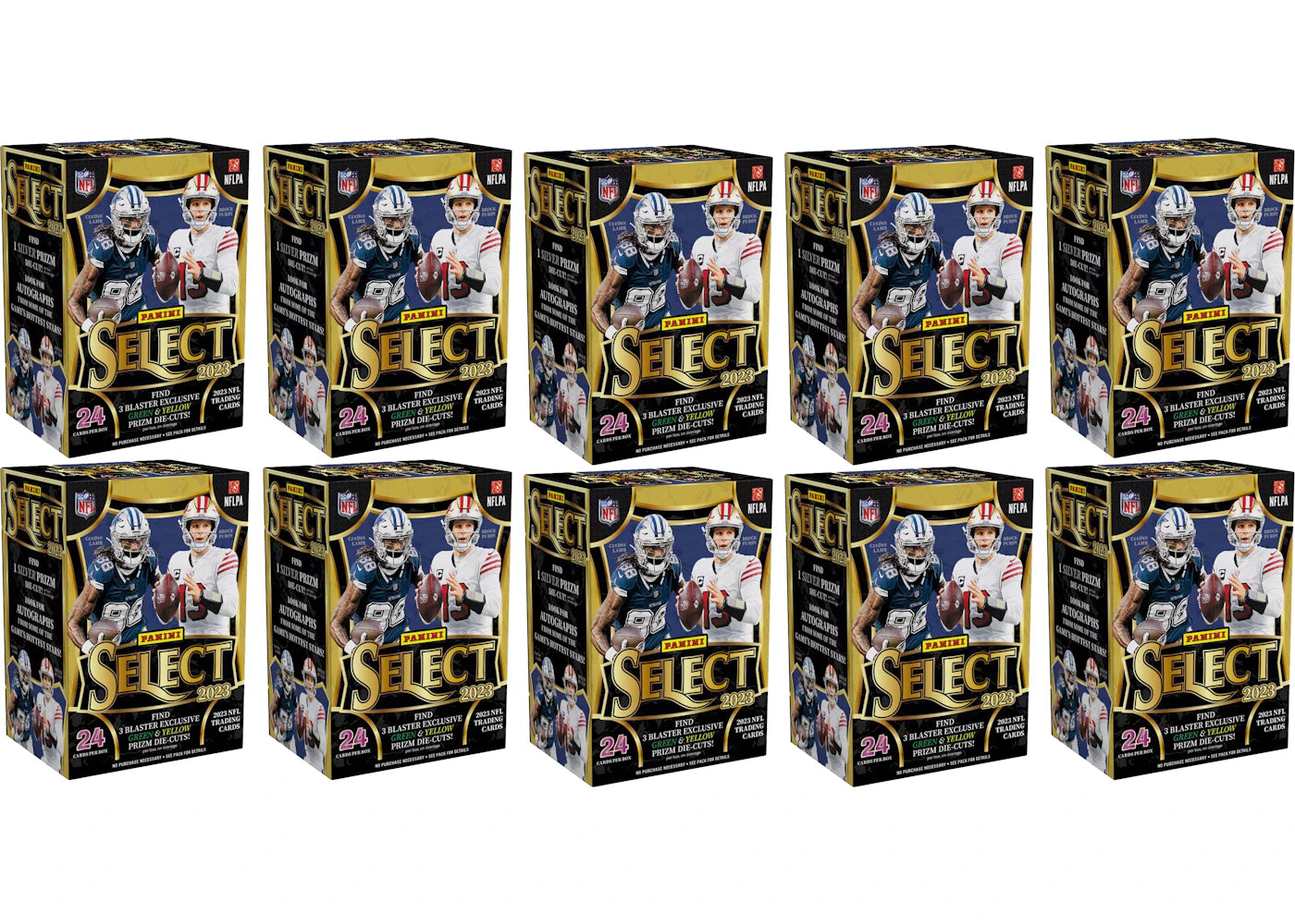 2023 Panini Select Football Blaster Box (Green and Yellow Die-Cuts) 10x Lot
