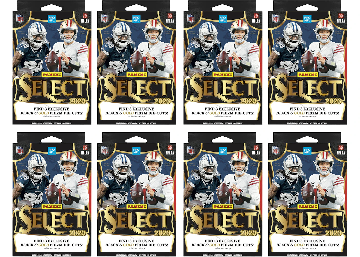 2023 Panini Select Football Hanger Box (Black and Gold Die-Cuts) 8x Lot