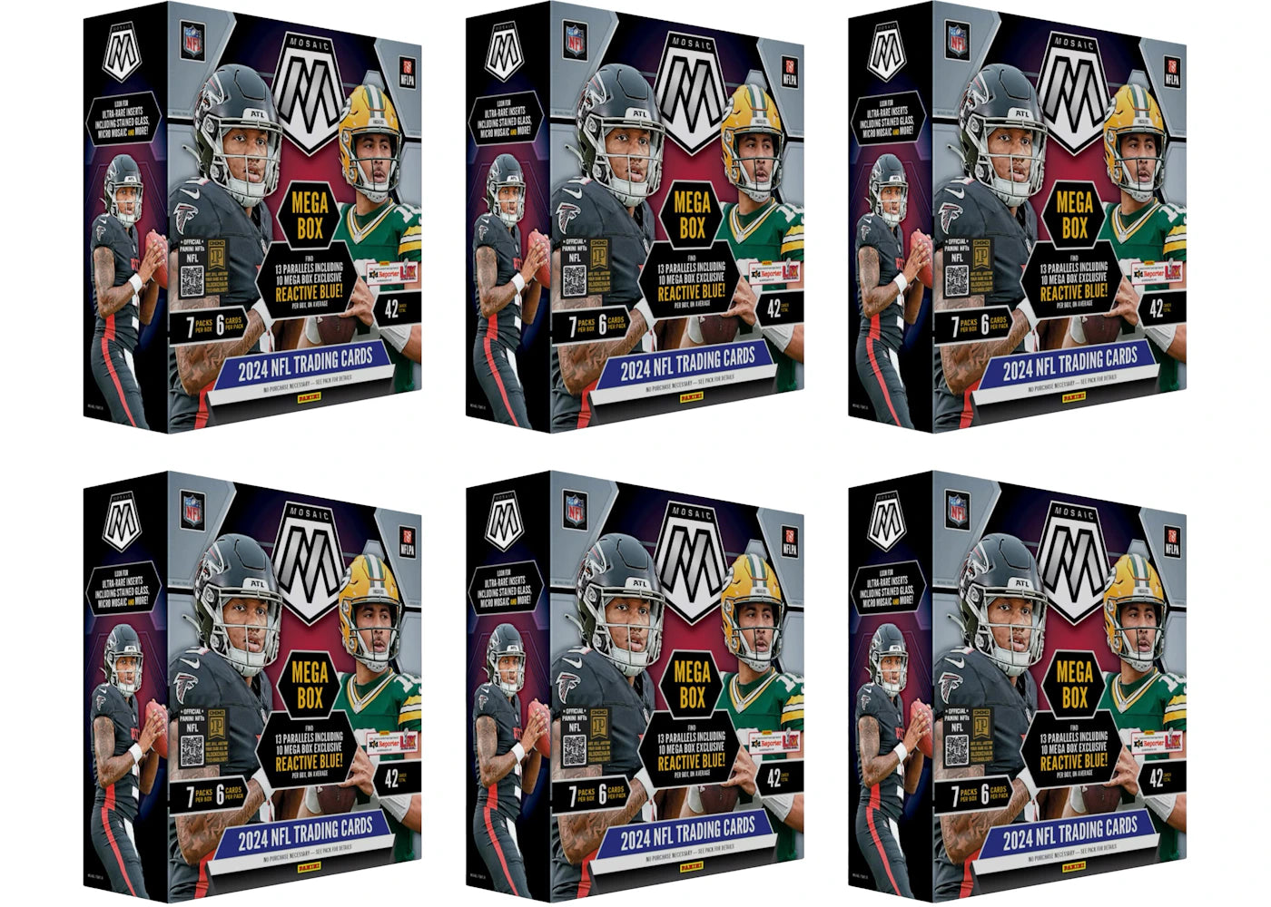 2024 Panini Mosaic Football Mega Box 6x Lot (Reactive Blue Parallel)