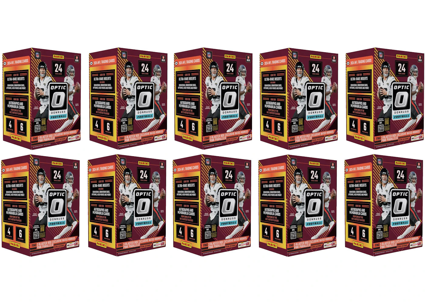 2024 Panini Optic Donruss NFL Football Blaster Box 10x Lot (Pink Parallels)