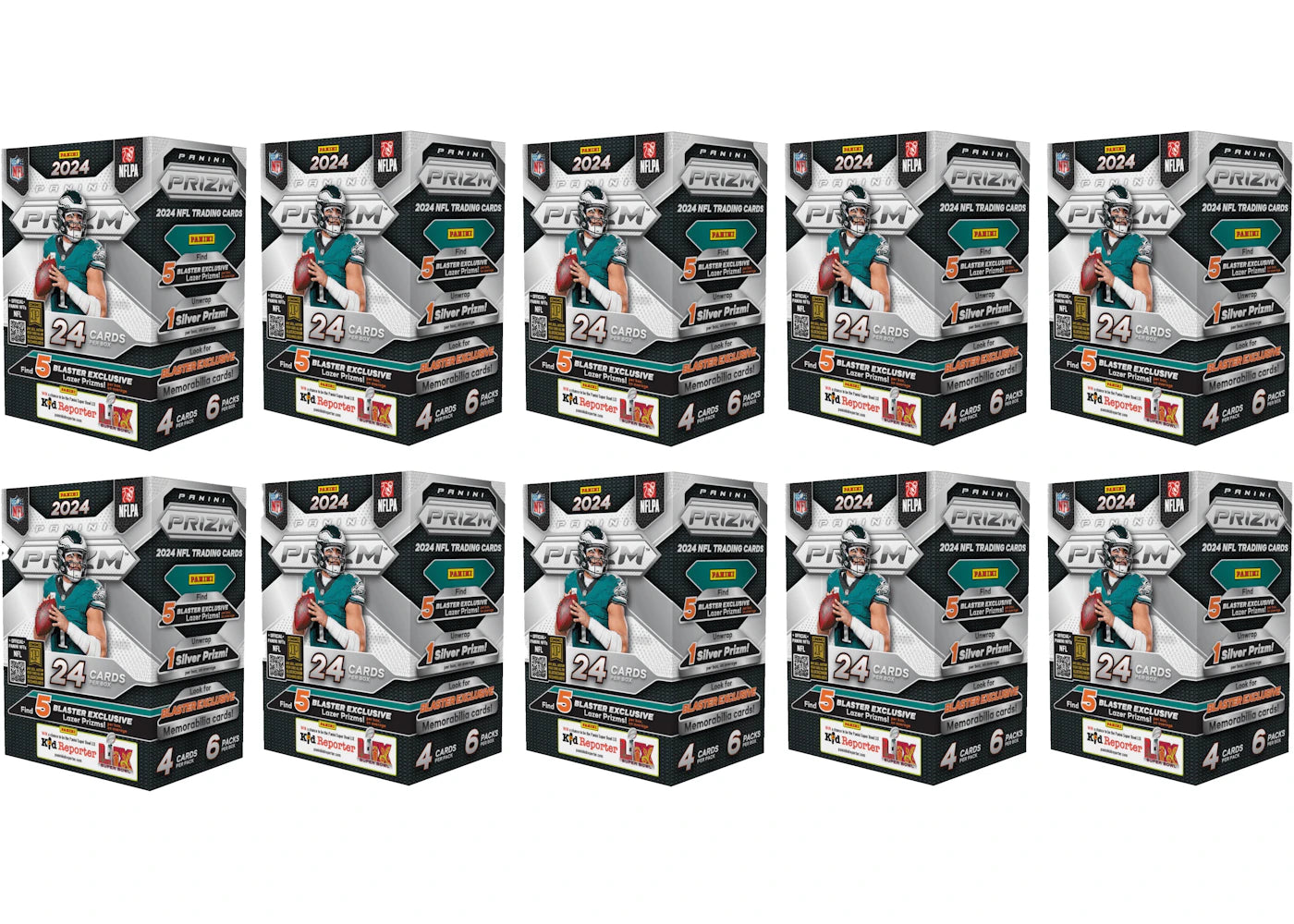 2024 Panini Prizm Football Blaster Box 10x Lot (Lazer Prizm)