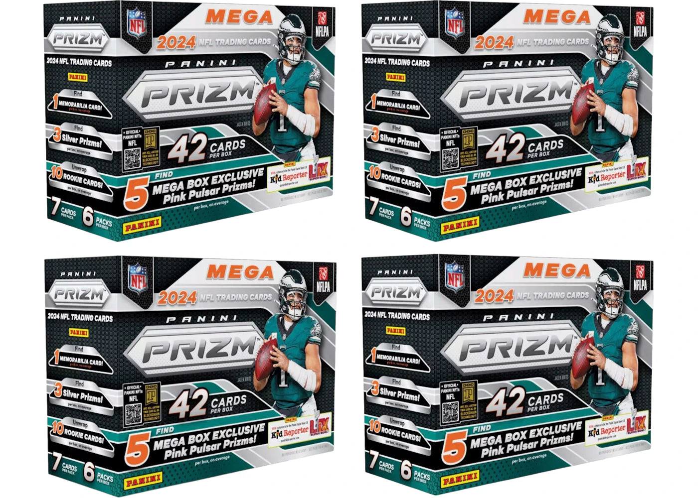 2024 Panini Prizm NFL Mega Box (Pink Pulsar Prizms) 4x Lot