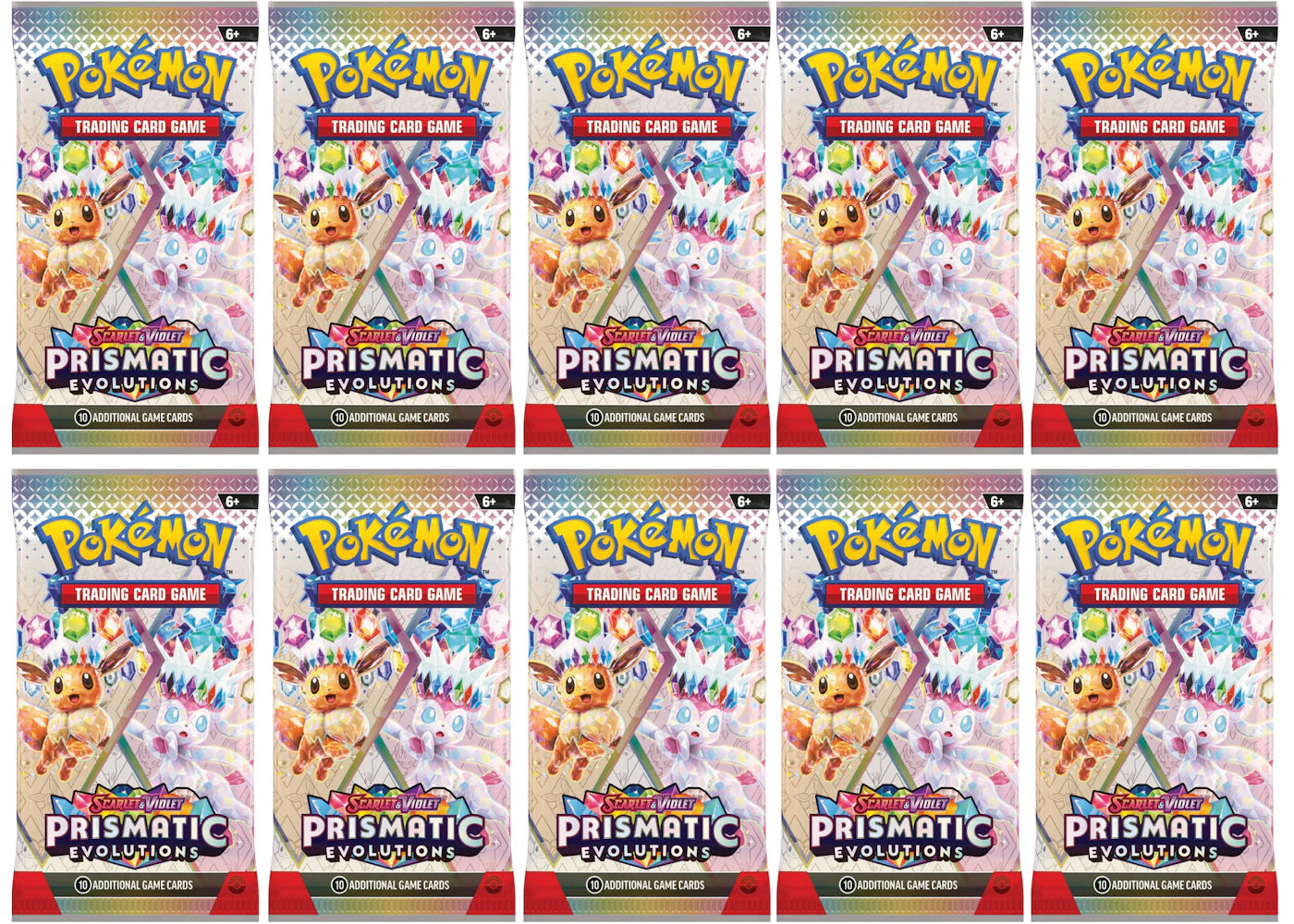 2024 Pokémon Scarlet & Violet Prismatic Evolution Booster Pack 10x Lot