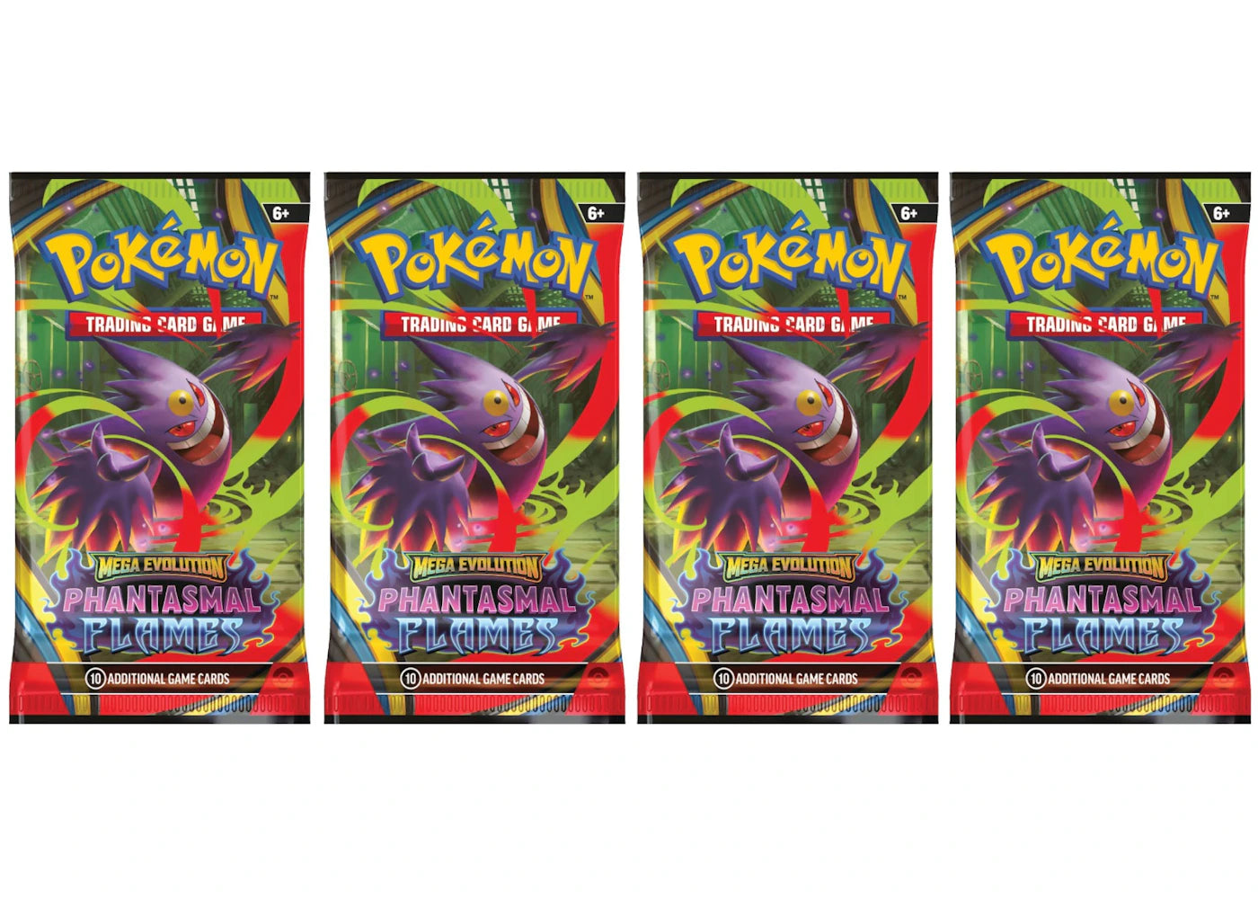 2025 Pokémon Mega Evolution Phantasmal Flames Mega Gengar Booster Pack 4x Lot