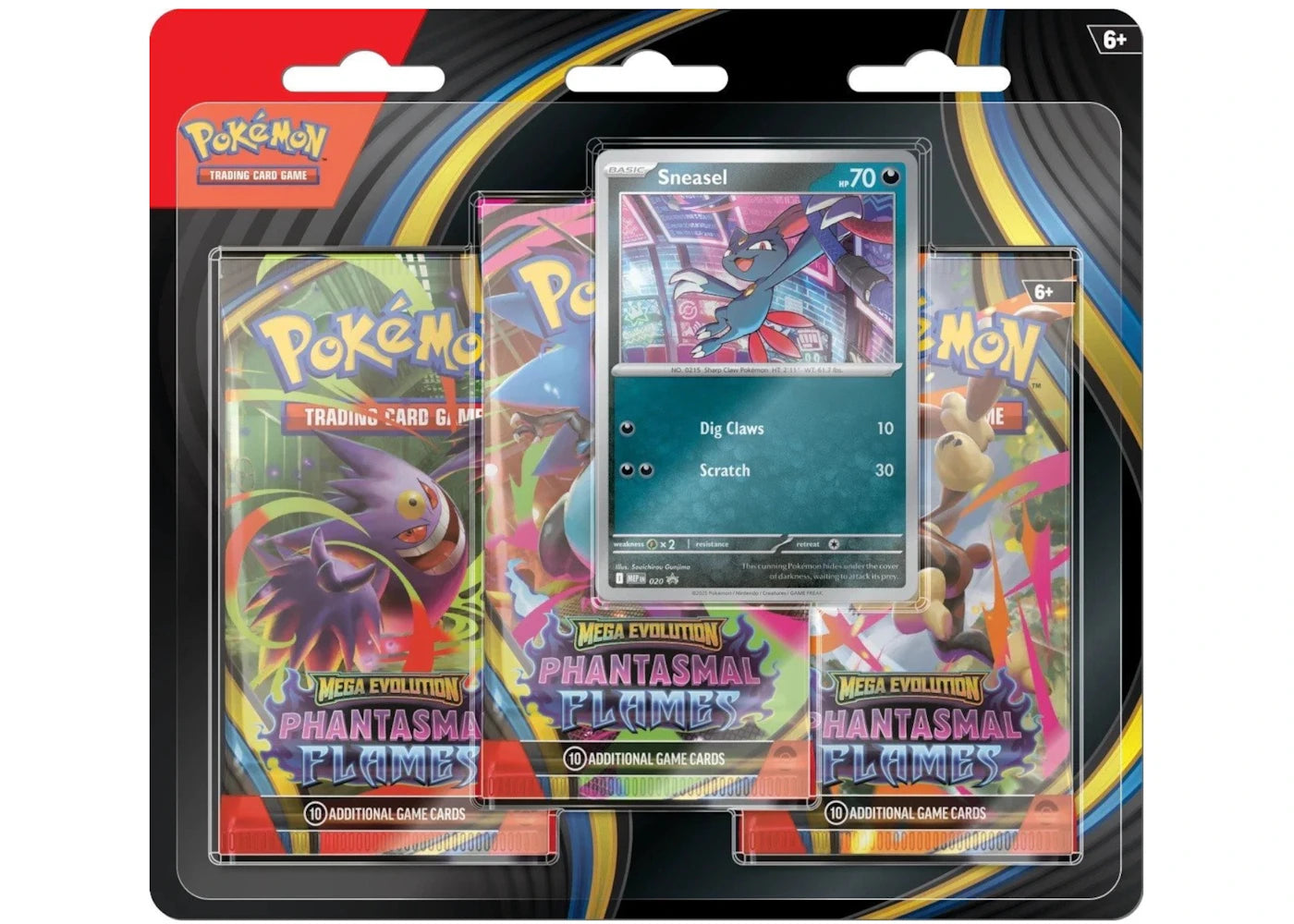 2025 Pokémon Mega Evolution Phantasmal Flames Sneasel 3Pk Booster Blister