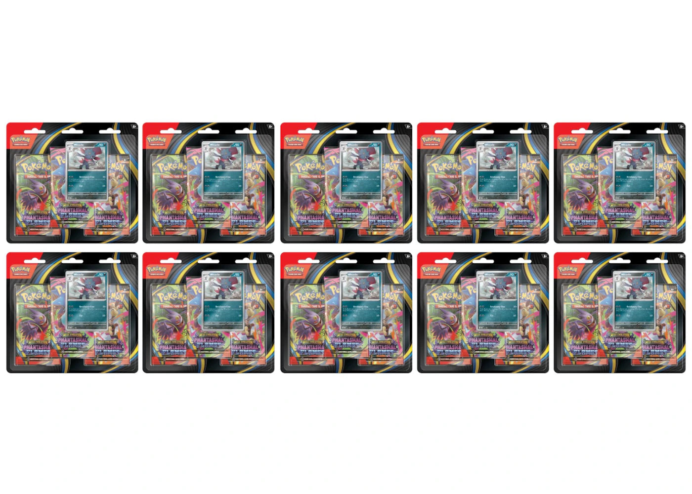 2025 Pokémon Mega Evolution Phantasmal Flames Weavile 3Pk Booster Blister 10x Lot