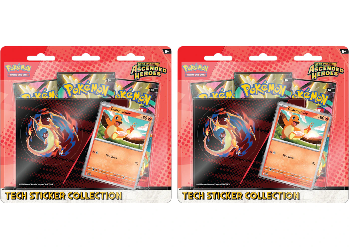 2026 Pokémon Mega Evolution Ascended Heroes Charmander Tech Sticker Collection 2x Lot