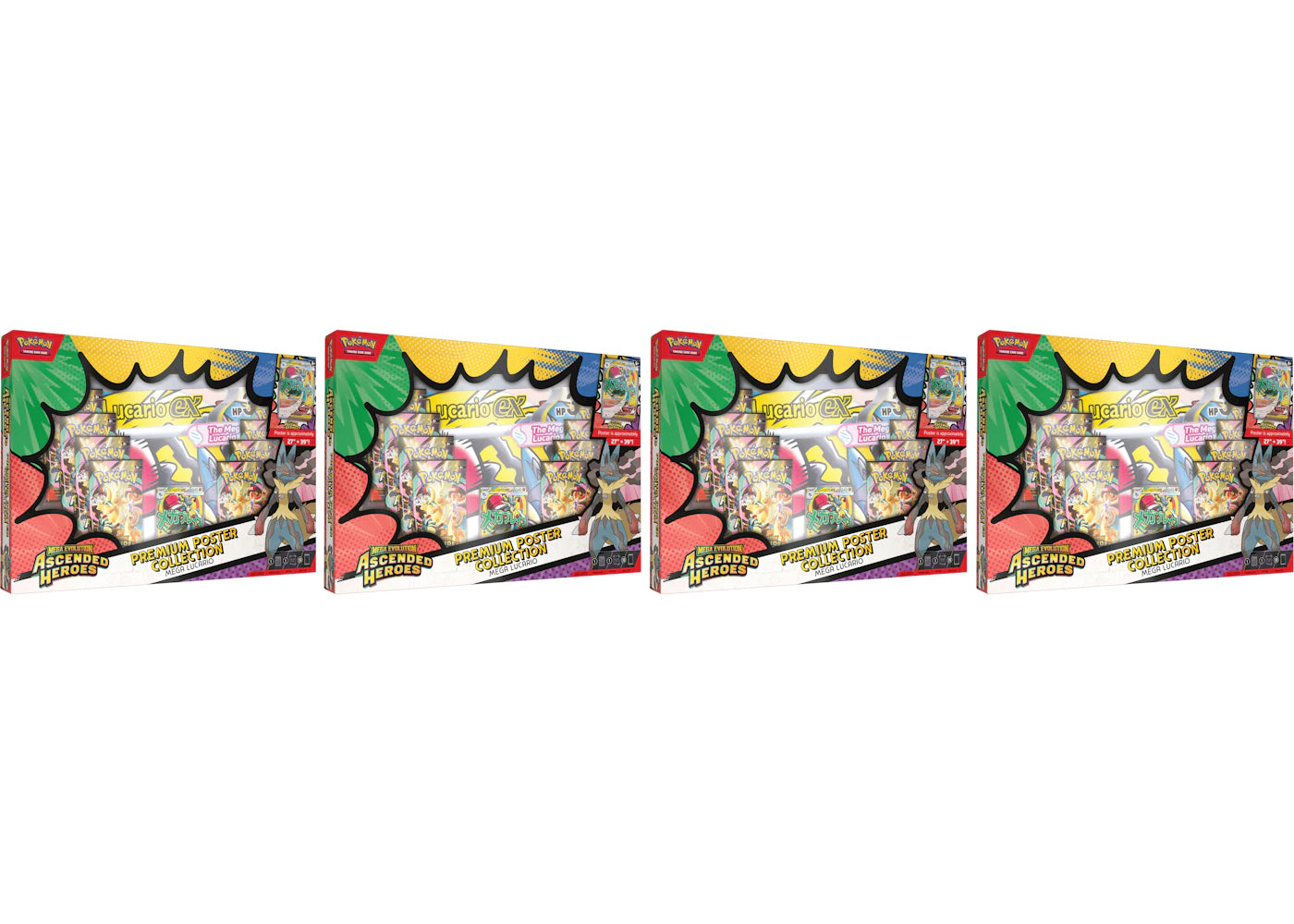 2026 Pokémon Mega Evolution Ascended Heroes Mega Lucario Premium Poster Collection 4x Lot
