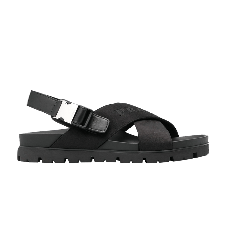 Prada Crisscross Straps Buckle-Fastening Sandal Black