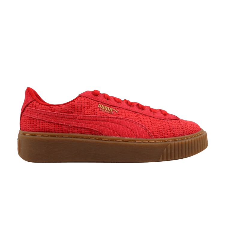 Puma Basket Platform Woven High Risk Red/Gold (Women's)