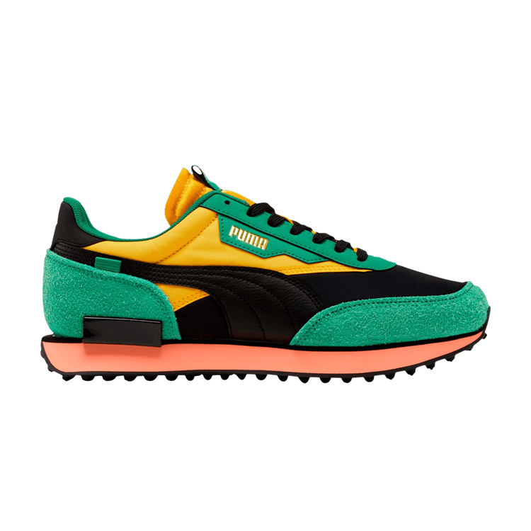 Puma Future Rider Game On Black Green Yellow