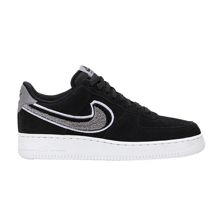 Nike Air Force 1 Low 3D Chenille Swoosh Black Cool Grey