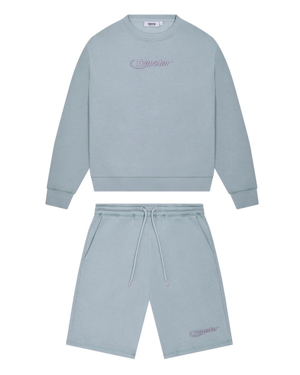 Trapstar Hyperdrive Crewneck Short Set - Light Blue