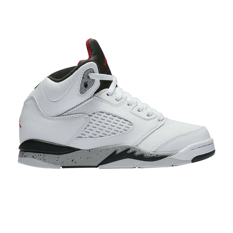 Jordan 5 Retro White Black Matte Silver University Red (PS)