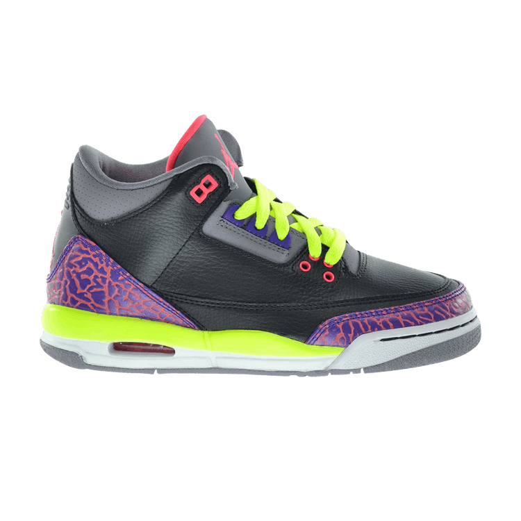 Jordan 3 Retro Black Atomic Red Volt (GS)