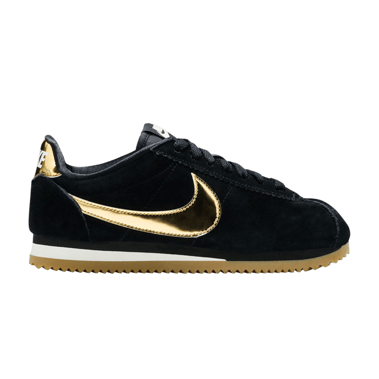 Nike Classic Cortez Black Metallic Gold Gum (Women's)