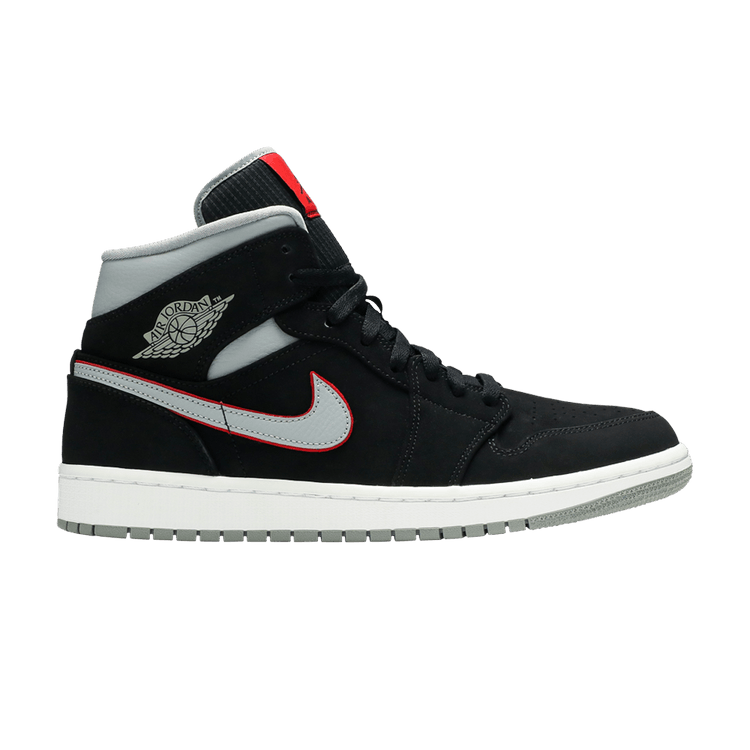 Jordan 1 Mid Black Particle Grey Gym Red