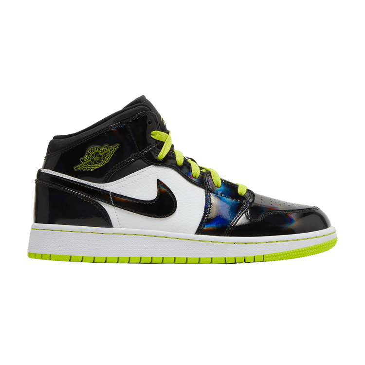 Jordan 1 Mid Black Cyber Mystic Green (GS)