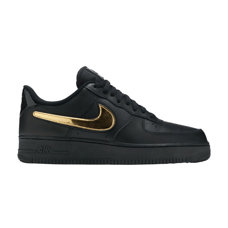 Nike Air Force 1 Black Metallic Gold Removable Swoosh Pack