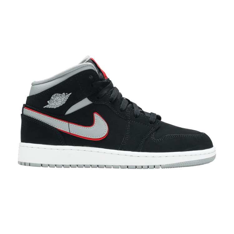 Jordan 1 Mid Black Particle Grey Gym Red (GS)