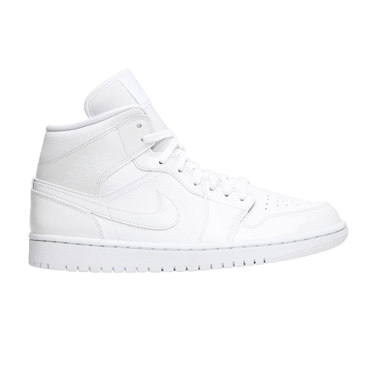 Jordan 1 Mid Triple White Patent Swoosh (Women's)