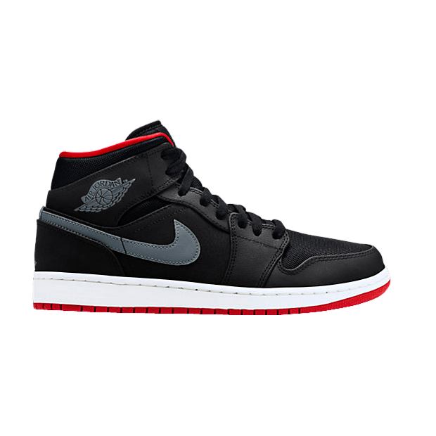 Jordan 1 Mid Black Cool Grey Gym Red