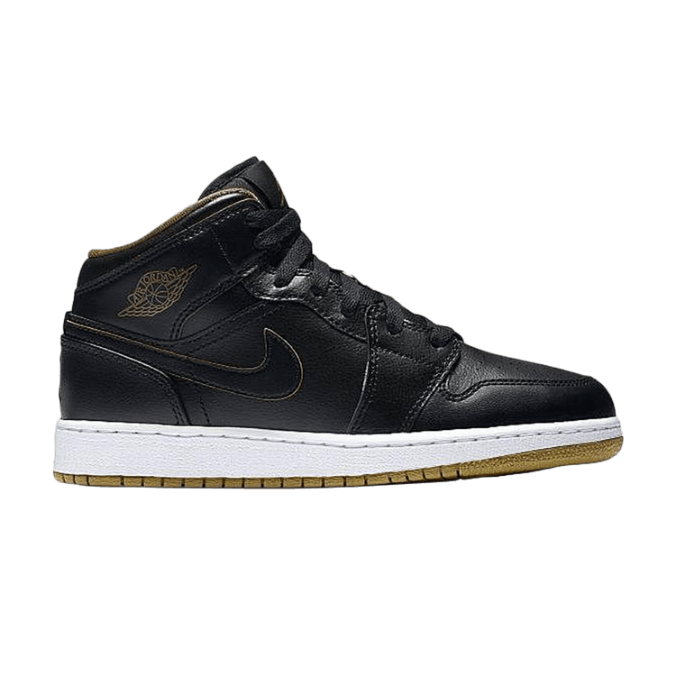 Jordan 1 Mid Black Metallic Gold (GS)