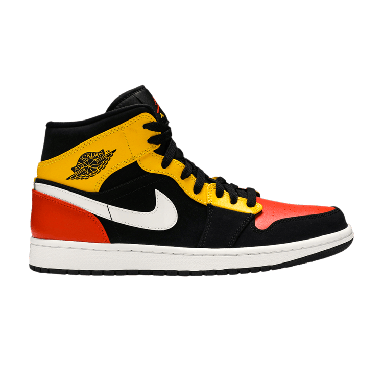 Jordan 1 Mid Black Amarillo Orange