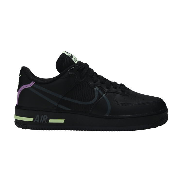 Nike Air Force 1 React Black Violet Star Barely Volt