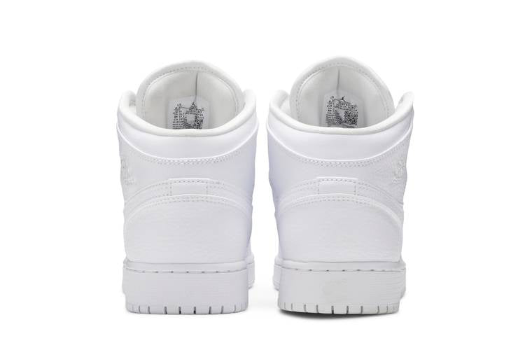 Jordan 1 Mid Triple White Tumbled Leather (GS)