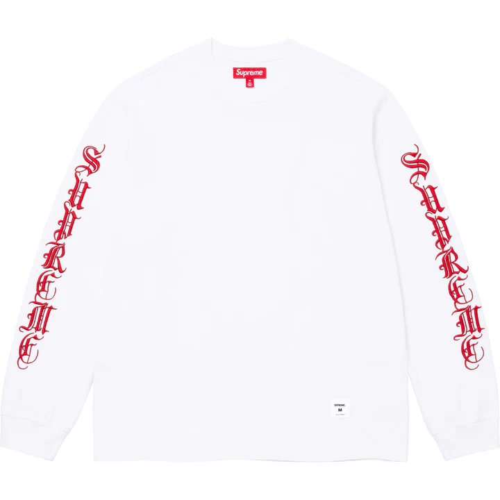 Supreme Old English L/S Top - White