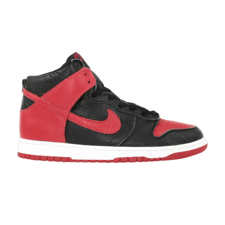 Nike Dunk High Tumbled Leather Black Varsity Red