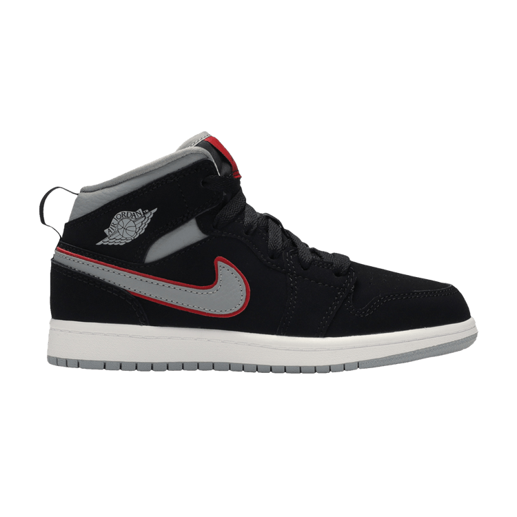 Jordan 1 Mid Black Particle Grey Gym Red (PS)